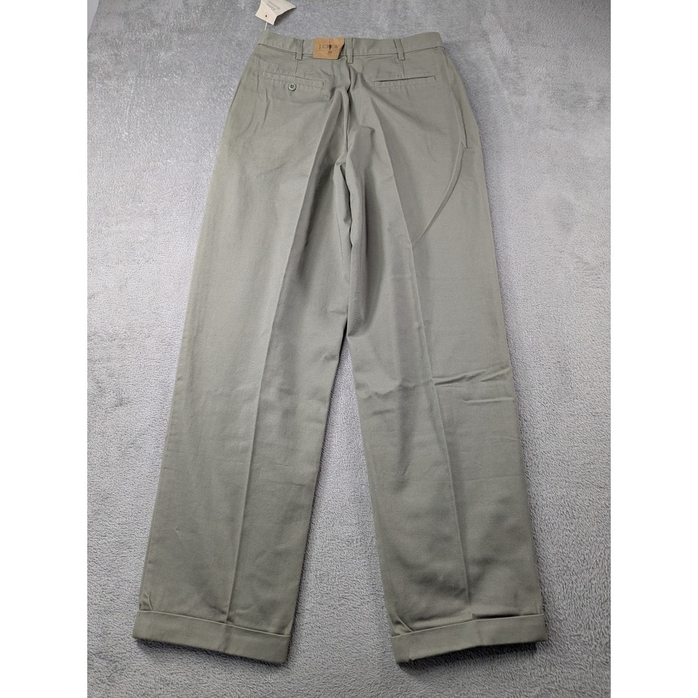 Vintage J.Crew Oarsman Pants Mens 33 Sage Olive Green Pleated Cuffed Made in USA - Picture 3 of 13